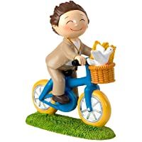 Mopec Figura de Pastel de Niño en Bicicleta- Poliresina- Marrón- 4.09x13.7x16 cm